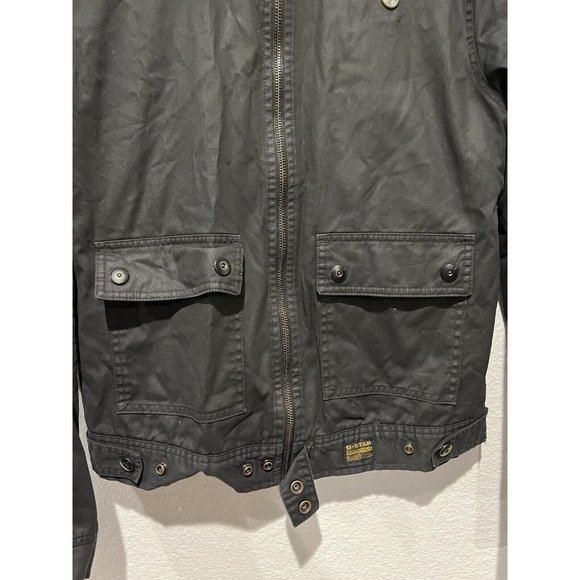 Mens Black G-STAR RAW Motorcycle Style Cotton Waxed Jacket Size Large - Picture 5 of 11